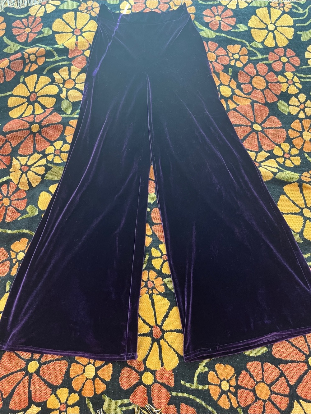 Scorpio Rising Purple Velvet Retro Wide-Leg Pants